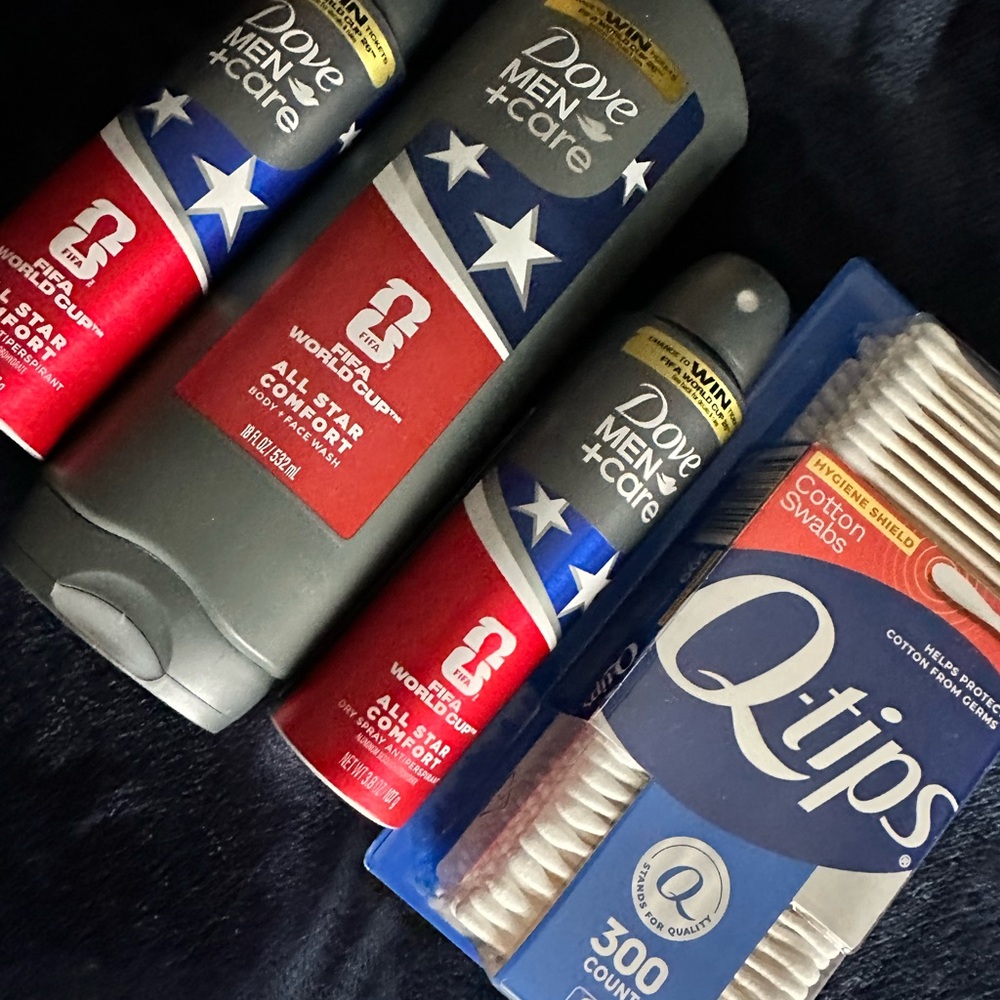 Dove Men+Care Body Wash & Deodorant Lot with Q-tips
